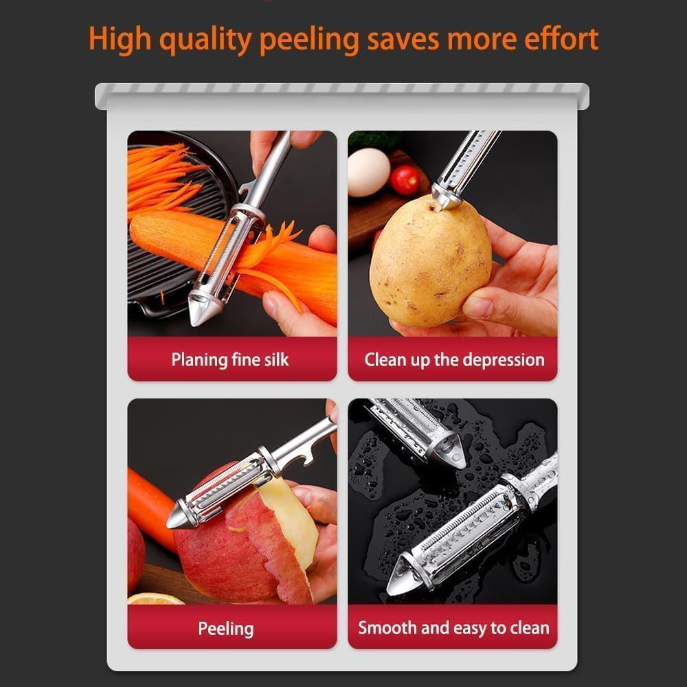 Vegetable Peeler and Fruit Peeler with Storage Box | Multipurpose Kitchen Peeler for Potato, Carrot, Cabbage & Fruits | Sharp Stainless Steel Blade with Slicer & Shredder Function